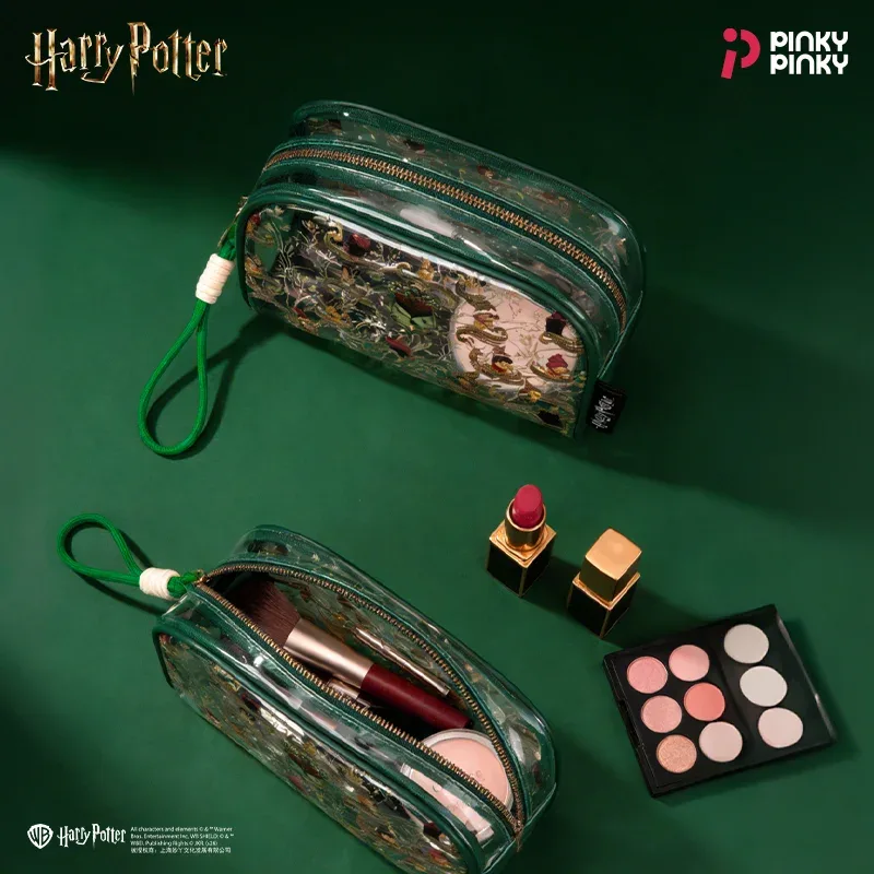 trousse de maquillage noire pinky harry potter, pochette de rangement familiale, trousse de toilette transparente en pvc pour les déplacements et les voyages, cadeau pour les fans, les étudiants et les femmes