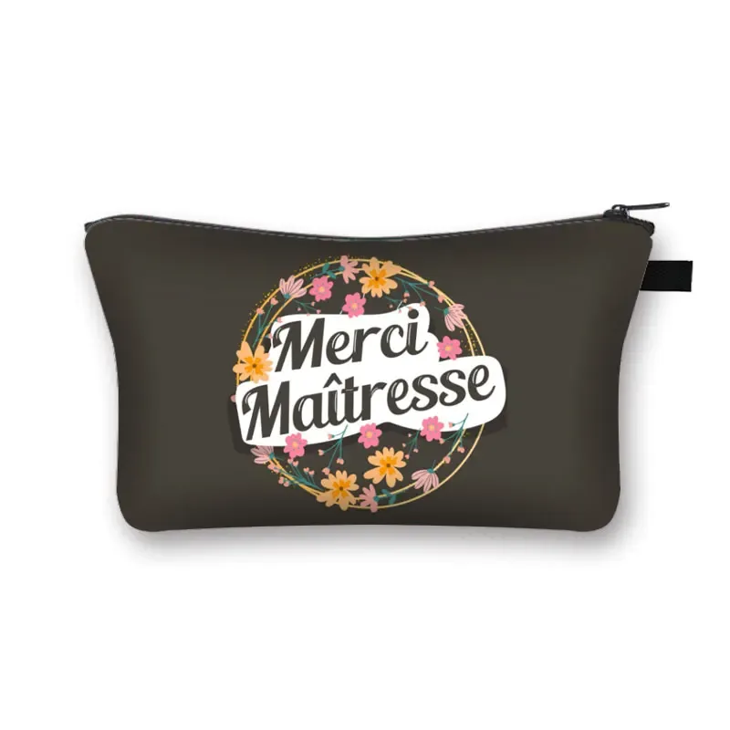 merci enseignant/ gracias maestra/ merci maitresse trousse à cosmétiques femmes trousse de maquillage filles organisateur cosmétique cadeau de remise des diplômes