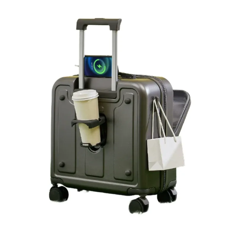 valise à bagages à ouverture frontale, sacs à main 18 pouces 20 pouces pour femmes, étui de cabine léger à coque rigide avec verrouillage par mot de passe, mignon