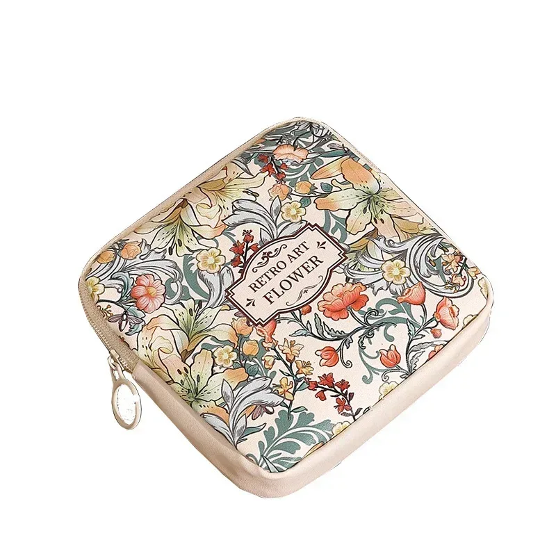 sac de maquillage cosmétique créatif, porte-monnaie de grande capacité, sac pour serviettes hygiéniques, mini organisateur de câbles de données portables pour femmes et filles