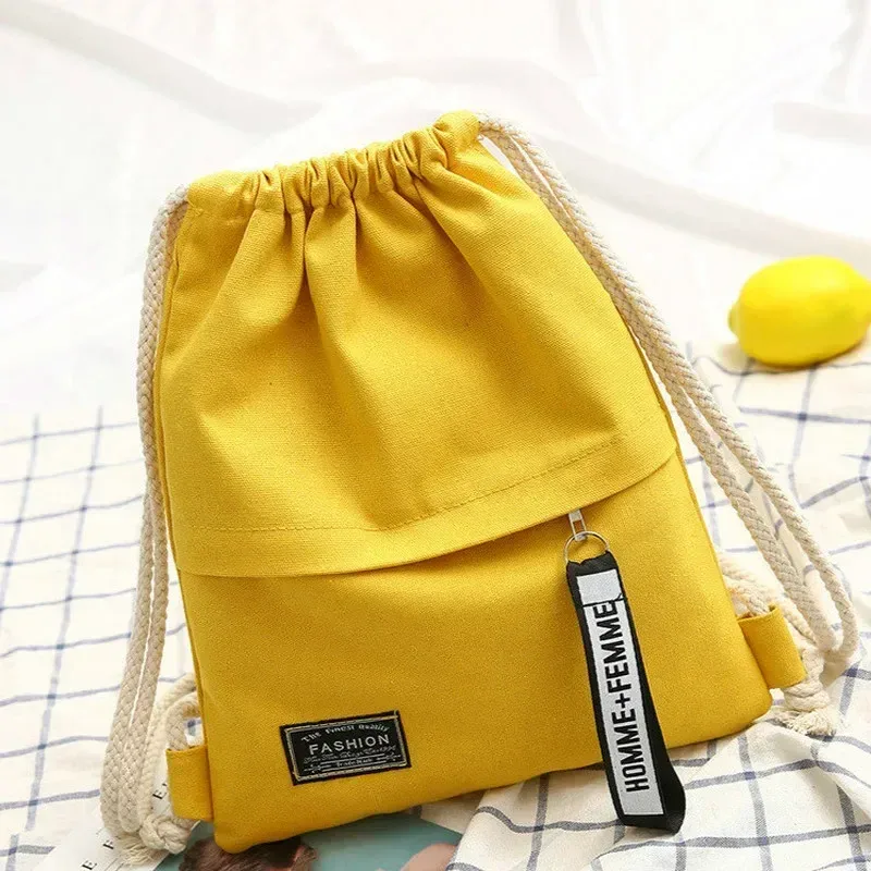 nouveau sac à cordon en toile de couleur unie, sac à dos portable simple, sac en tissu décontracté pour hommes, femmes, étudiants, usage quotidien