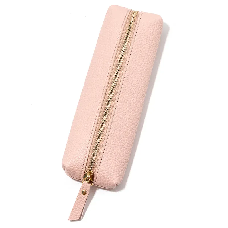pochette à stylos personnalisée en cuir pu tendance, vente en gros, trousse à crayons zippée pour étudiants, sac de rangement professionnel diy, cadeau de papeterie en dropshipping