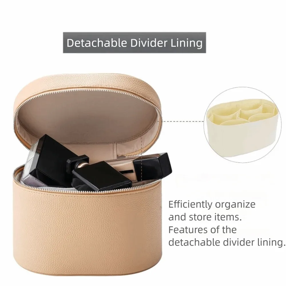 boîte à cosmétiques de grande capacité en cuir pu, boîte de rangement interne, sac de voyage, organisateur, fermeture éclair étanche, sac de maquillage pour usage quotidien