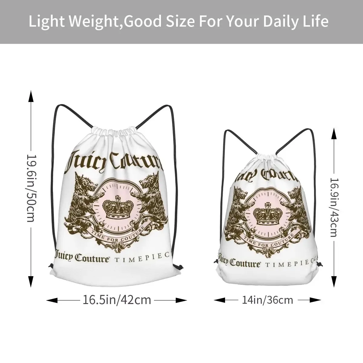 sacs à dos classiques juicy couture, sac de sport portable avec cordon de serrage, sacs à livres pour homme et femme, pour l'école