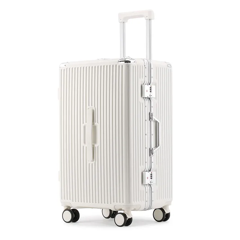 bagage à cadre en aluminium épaissi de grande capacité, valise de voyage avec mot de passe à roue universelle résistante de 26 pouces, étudiant de 24 pouces