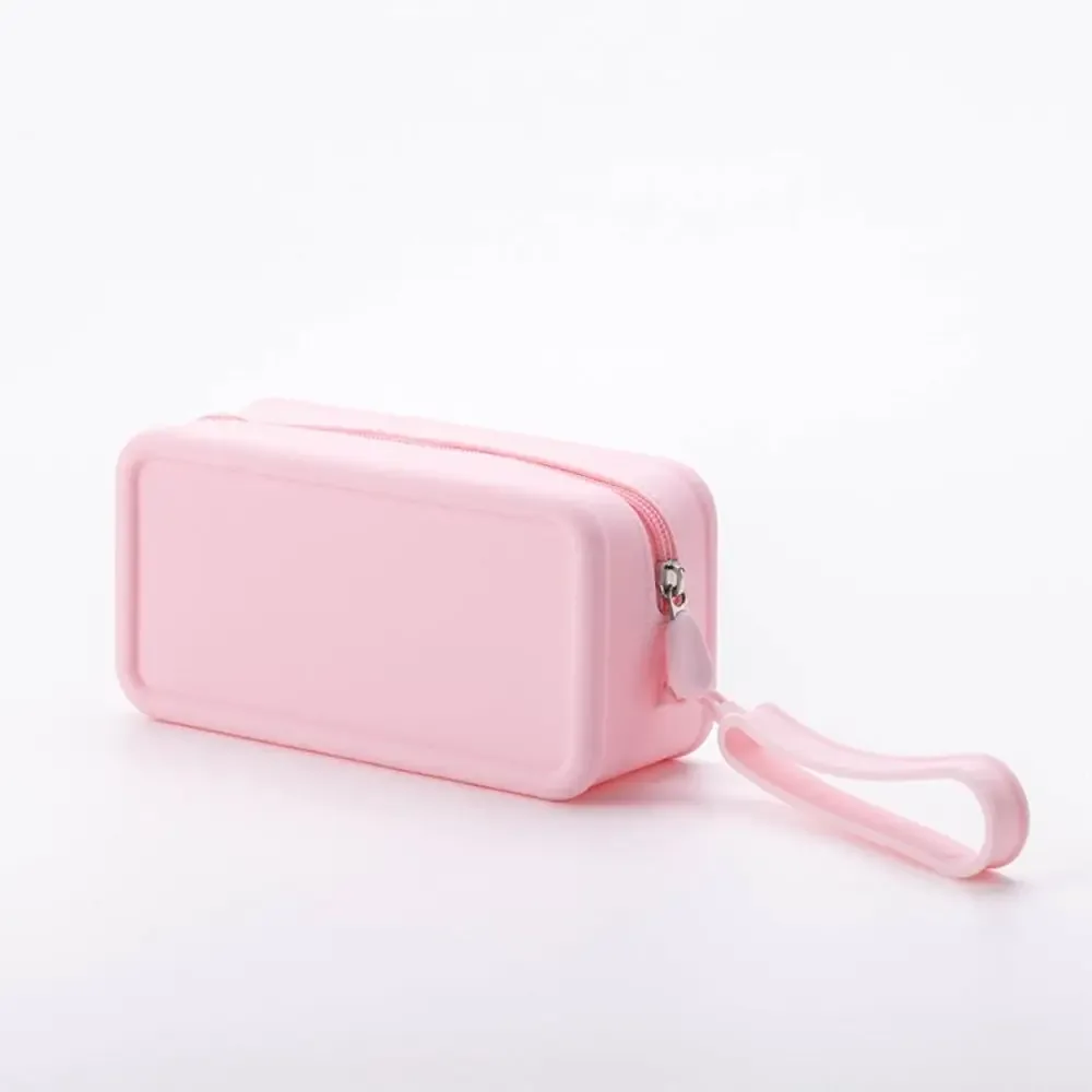 nouvelle pochette à monnaie en silicone imperméable grande capacité, étui pour écouteurs, pochette de voyage unie avec fermeture éclair, trousses et étuis cosmétiques pour étudiants