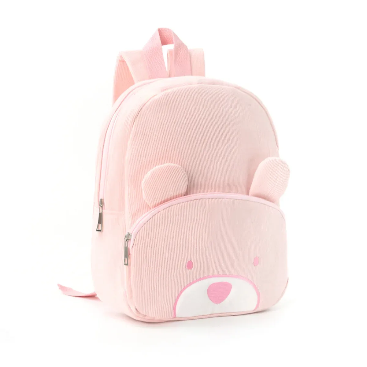 sac à dos en velours côtelé ours de dessin animé personnalisé pour tout-petits, grande capacité, nom brodé, sac en peluche