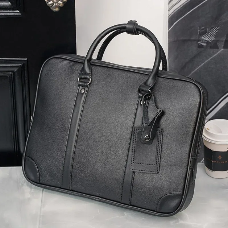 Sacoche de travail pour homme, sacoche pour ordinateur portable 14 pouces, sacs à main de luxe pour homme, sacs à poignée supérieure, sacoche en cuir souple pour documents