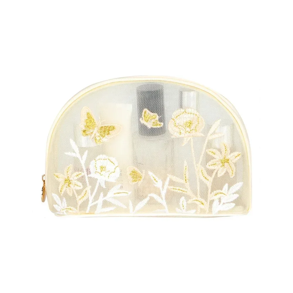 Trousse de Toilette Portable Grande Capacité Nouvelle Broderie Net Ell Organisateur de Rangement Cosmétique Magnifique Sac à Cosmétiques