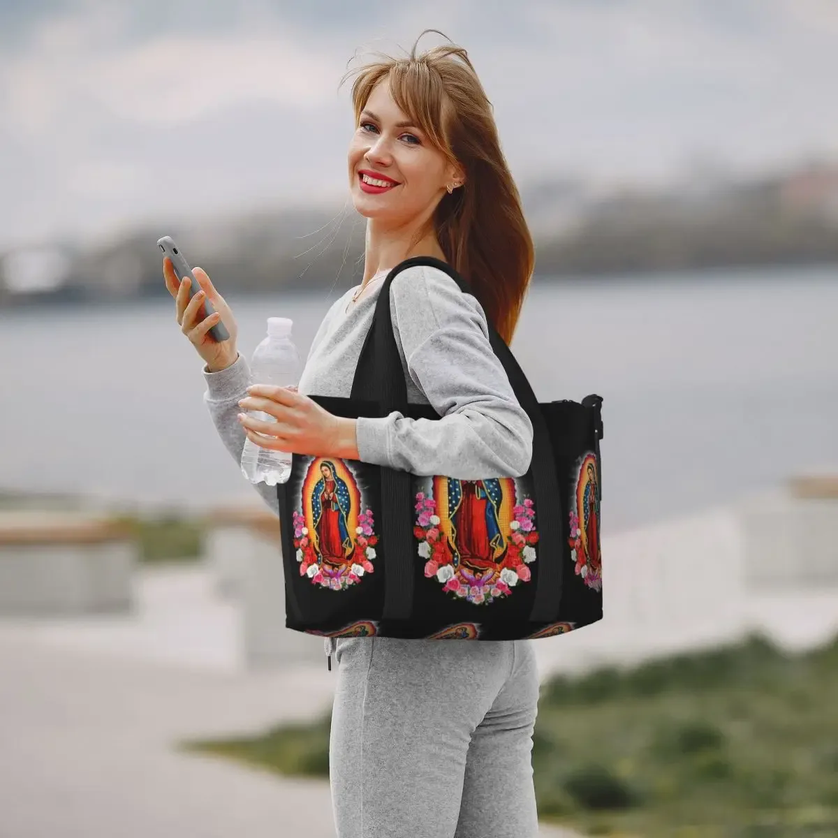 sac fourre-tout personnalisé vierge marie d'élissa upe pour femme, grande capacité, saint catholique du mexique, sacs de voyage pour salle de sport de plage