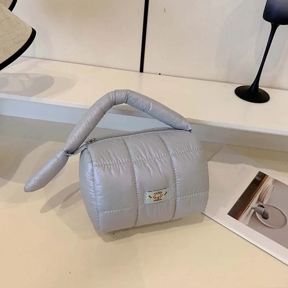 sac matelassé à motif quadrillé, grande capacité, en nylon, organisateur de cosmétiques portable, léger, sac à main matelassé épais, idéal pour les voyages.
