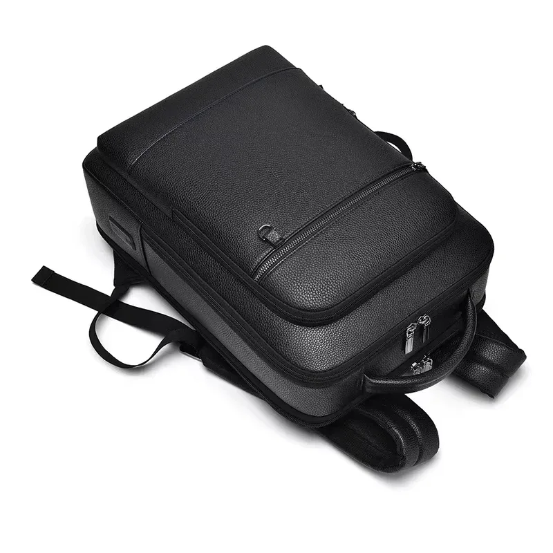 sac à dos pour ordinateur portable 15.6 pouces pour hommes, sacoche en cuir pu, chargeur usb, sac à dos de direction, porte-documents, bureau, voyage, sac à bandoulière d'affaires