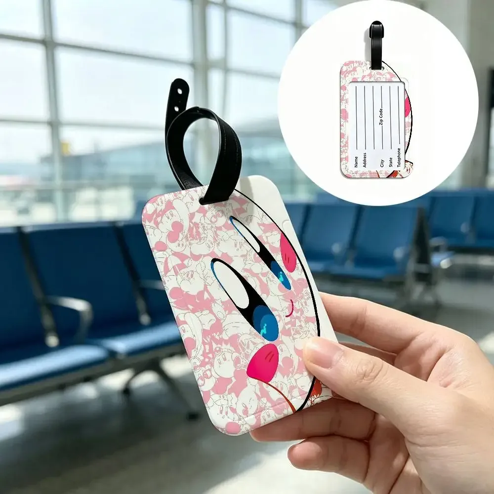 étiquette de bagage de voyage k-kirbys en pvc, étui pour carte d'information, marqueur de nom anti-perte pour sac à dos