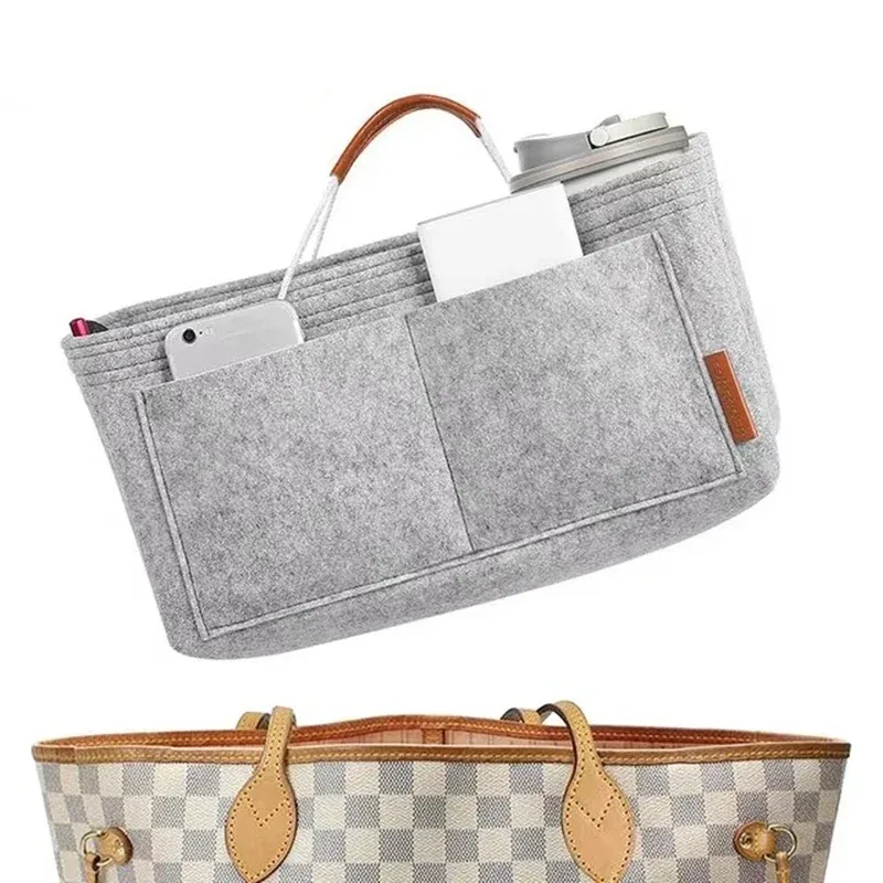 sac intérieur pour lv neverfull, sac à insérer en feutre, sac à main de maquillage, organisateur, sac à main de voyage, sacs à cosmétiques portables à fermeture éclair, fourre-tout de rangement