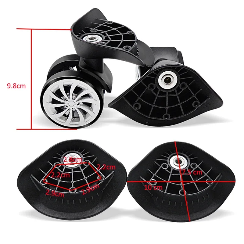 roue de remplacement a57 pour bagages, pivotante, universelle, noire, double rangée, pour valises a57-fsl
