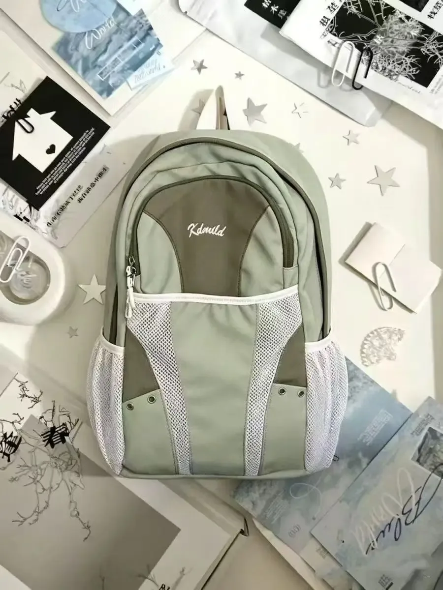sac à dos de voyage tendance grande capacité unisexe, sac d'école patchwork, sacs à dos en nylon bleu y2k pour femme, sacs de randonnée décontractés pour homme, nouveauté 2026