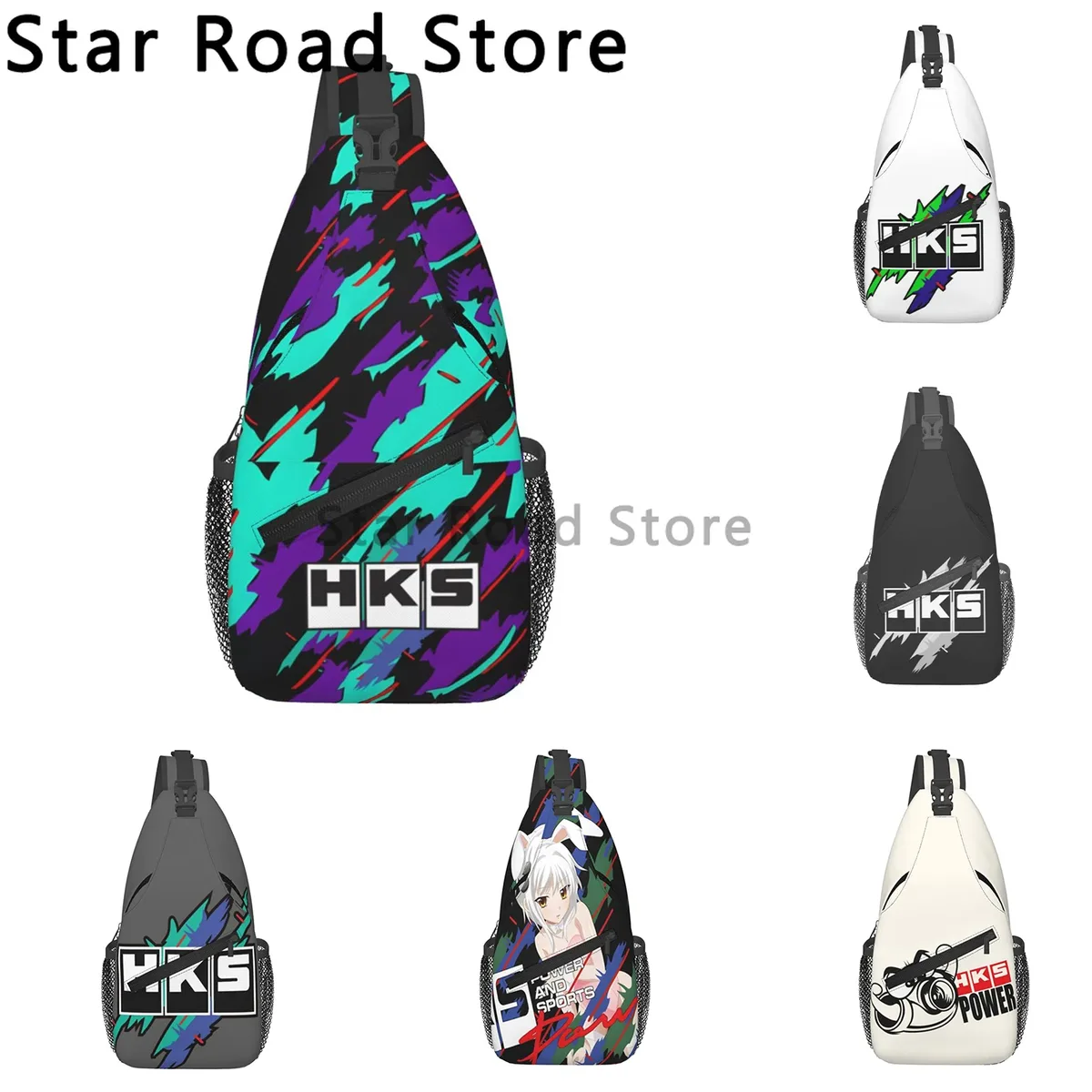HKS Advan-Sac à Dos à Bandoulière avec Logo JDM pour Homme et Femme, observateur, Réglable, Décontracté, Voyage, Randonnée