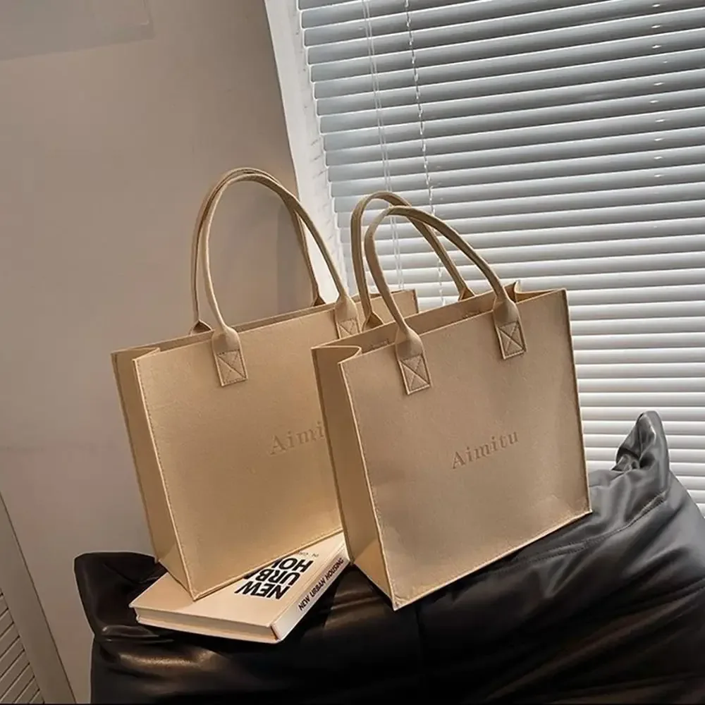 sac à bandoulière en feutre décontracté grande capacité, sac messager s/m/l, sac à main simple de couleur unie pour femme