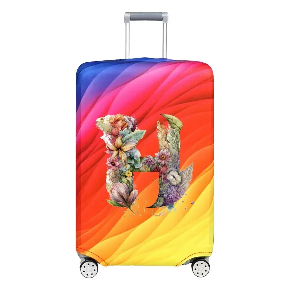 housse de protection extensible pour valise, série florale et lettres, pour valises de 18 à 32 pouces, organisateur de voyage