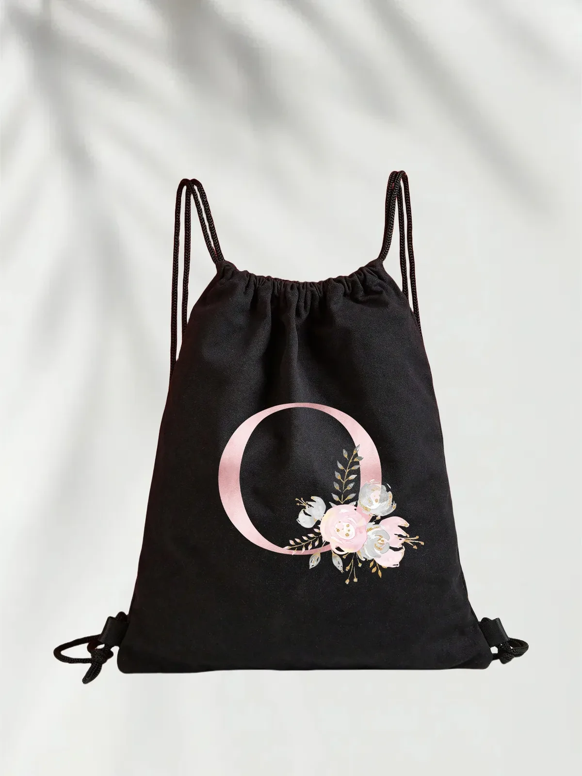 sac à dos léger unisexe à cordon de serrage pour le sport et le fitness, les voyages en plein air et les étudiants avec motif de nom de lettre initiale