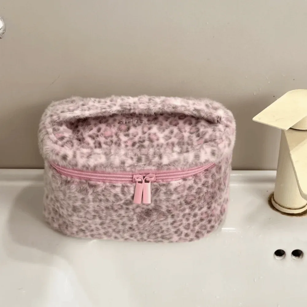 nouvelle trousse de maquillage portable avec fermeture éclair, étui de rangement multifonctionnel, sac à main léopard pour femmes et filles