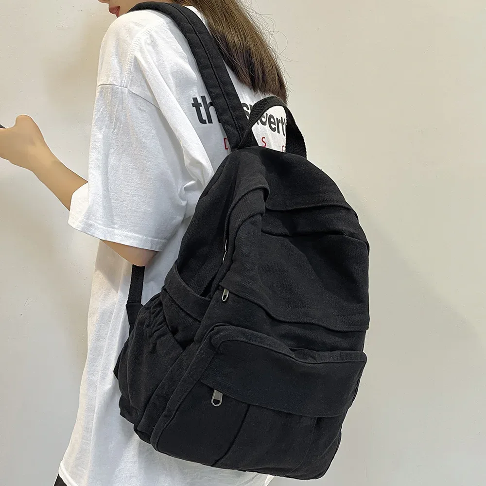 sac à dos en toile pour femme, nouveau style, vintage, pour étudiante, sac d'école, sac pour ordinateur portable, sac de voyage kawaii