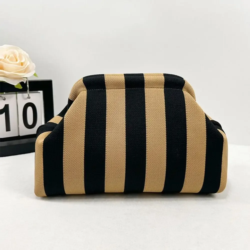 Trousse de Maquillage Portable à Fermeture à Ressort, Rayures Colorées, Grande Capacité, Multi-usages, Sac de Toilette, Cadeaux