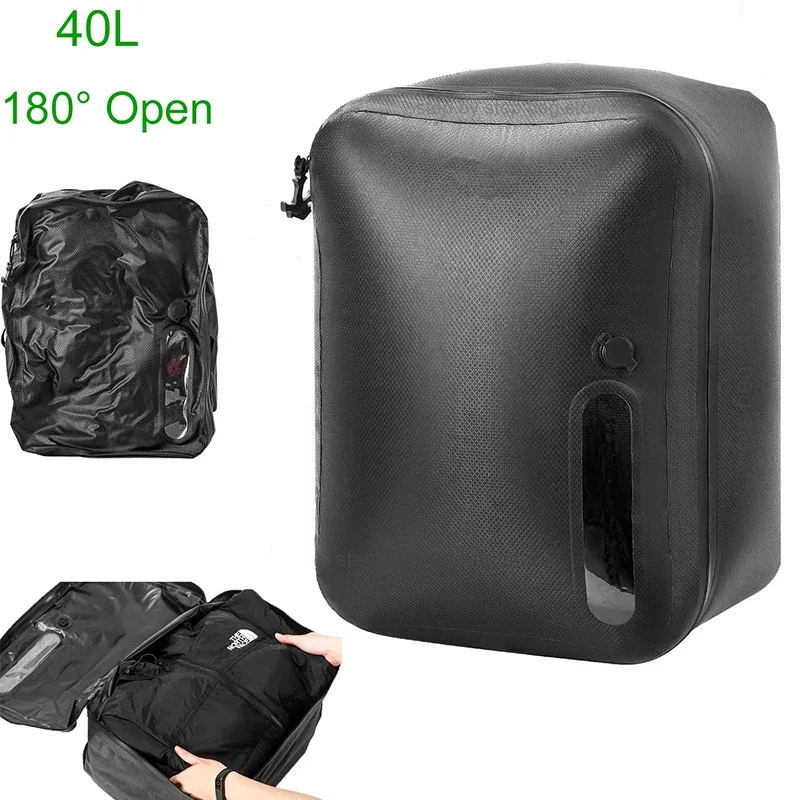 180 °   sacs sous vide ouverts pour voyage, sacs de compression peu encombrants 40l pour bagages, valise, sac à dos, rangement à domicile, étanche