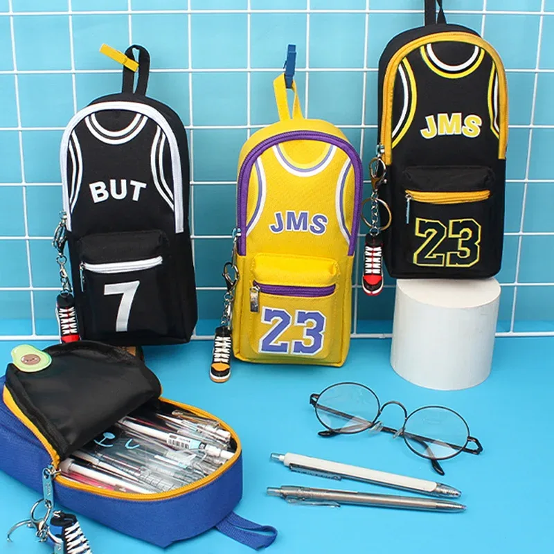 trousse à crayons étanche pour étudiant garçon, sac de basket-ball, boîte à crayons multifonctionnelle, papeterie scolaire