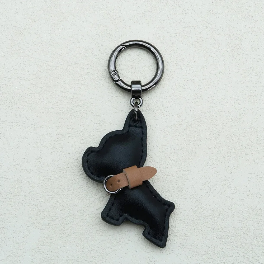 mignon bouledogue français porte-clés mignon chiot dessin animé en cuir pu chien cintre animal chien mode bouledogue sac pendentif sac à dos décoration