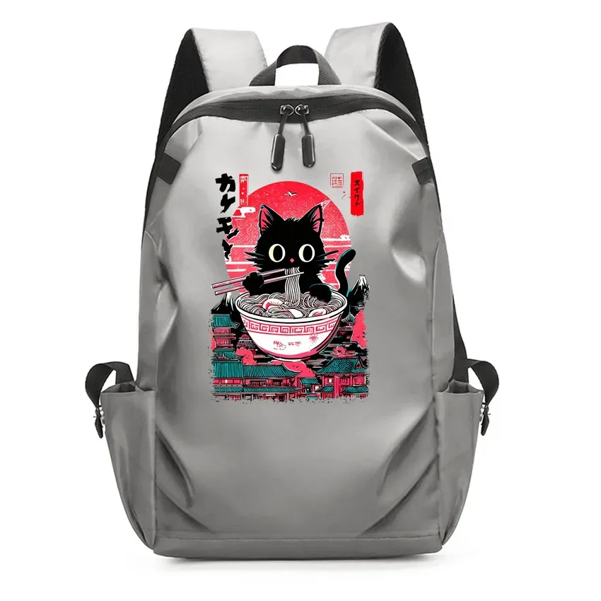 ordinateur portable usb sac à dos sac d'école drôle dessin animé ramen chat motif imprimé sac à dos sac à dos hommes femmes loisirs sac à dos