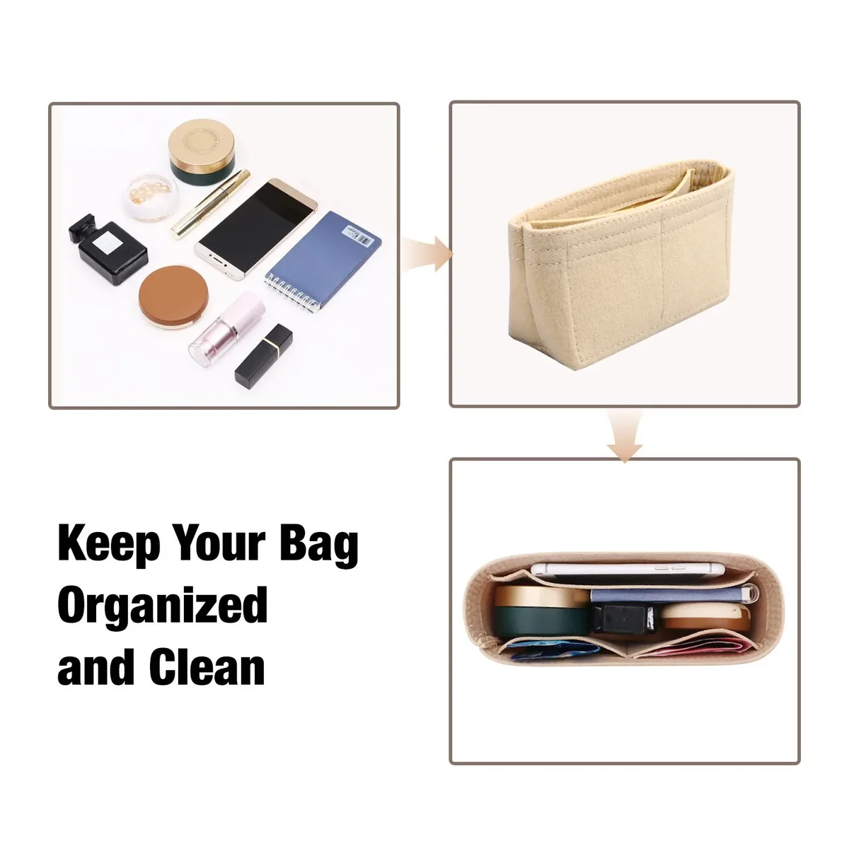 organisateur de sac pour longchamp, mini sac de rangement, sac de doublure, sac à main en feutre, sac de doublure