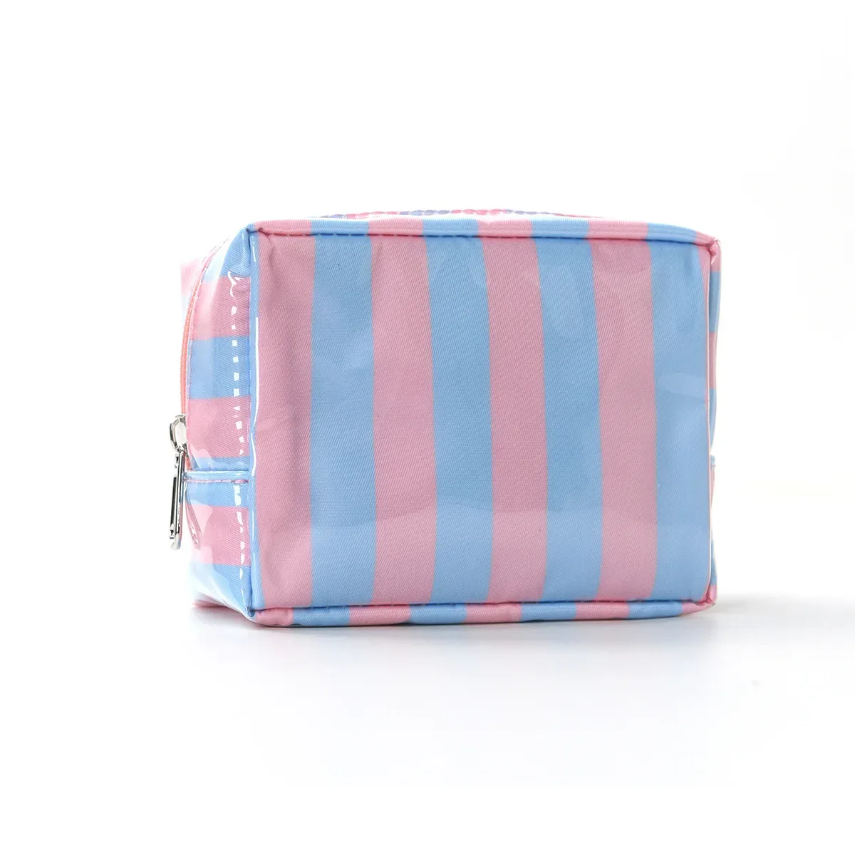 sac à cosmétiques rayé japonais et coréen avec fermeture éclair, trousse de toilette étanche pour voyage, petite trousse de maquillage mignonne