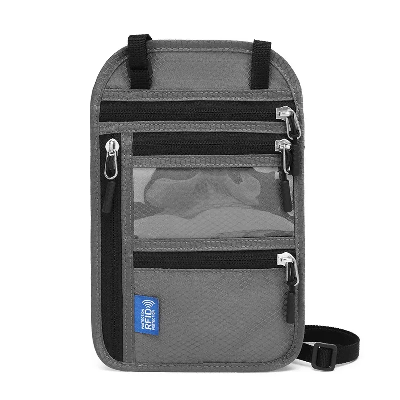 portefeuille de cou anti-rfid, porte-passeport de voyage, sac à documents léger et imperméable, pochette cachée antivol pour femmes et hommes