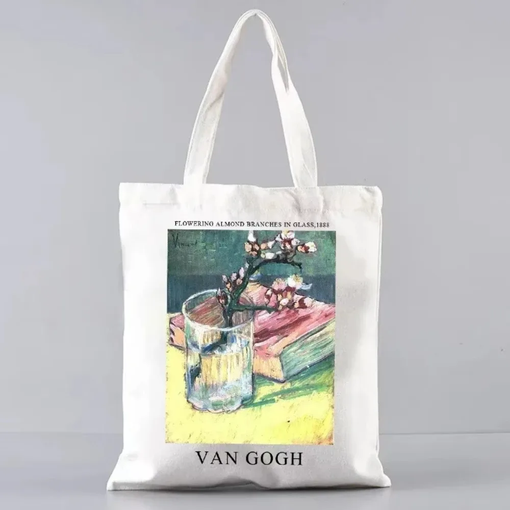 sac fourre-tout en toile inspiré de la peinture à l'huile d'artiste vincent van gogh, pour le shopping, le travail, l'école ou les voyages, sac à bandoulière écologique