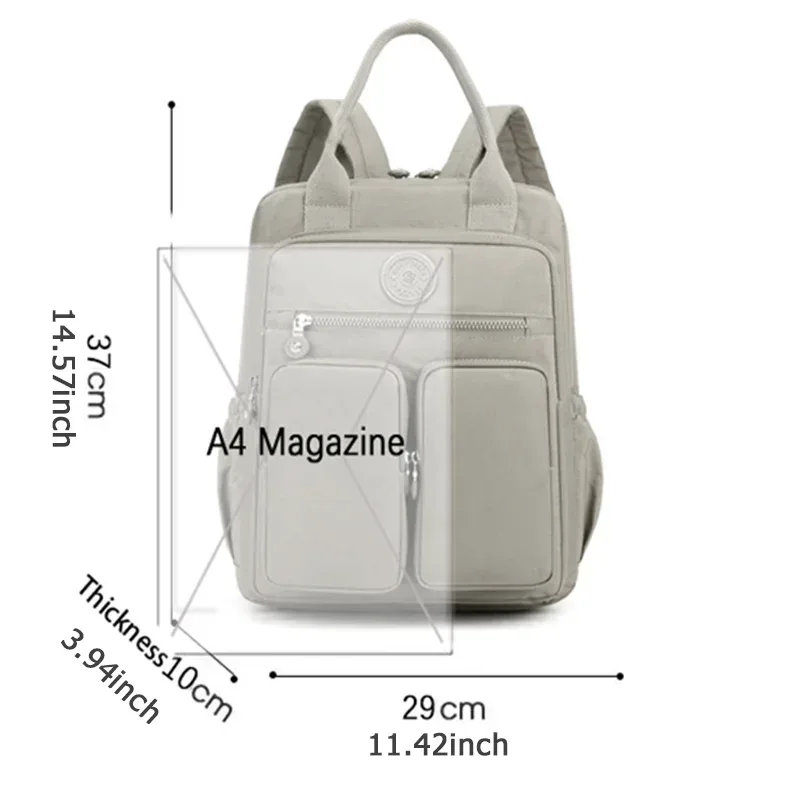 mode femme sac à dos imperméable en nylon poignée souple solide multi-poches voyage fermeture éclair feminina sacs d'école sac à dos pour ordinateur portable