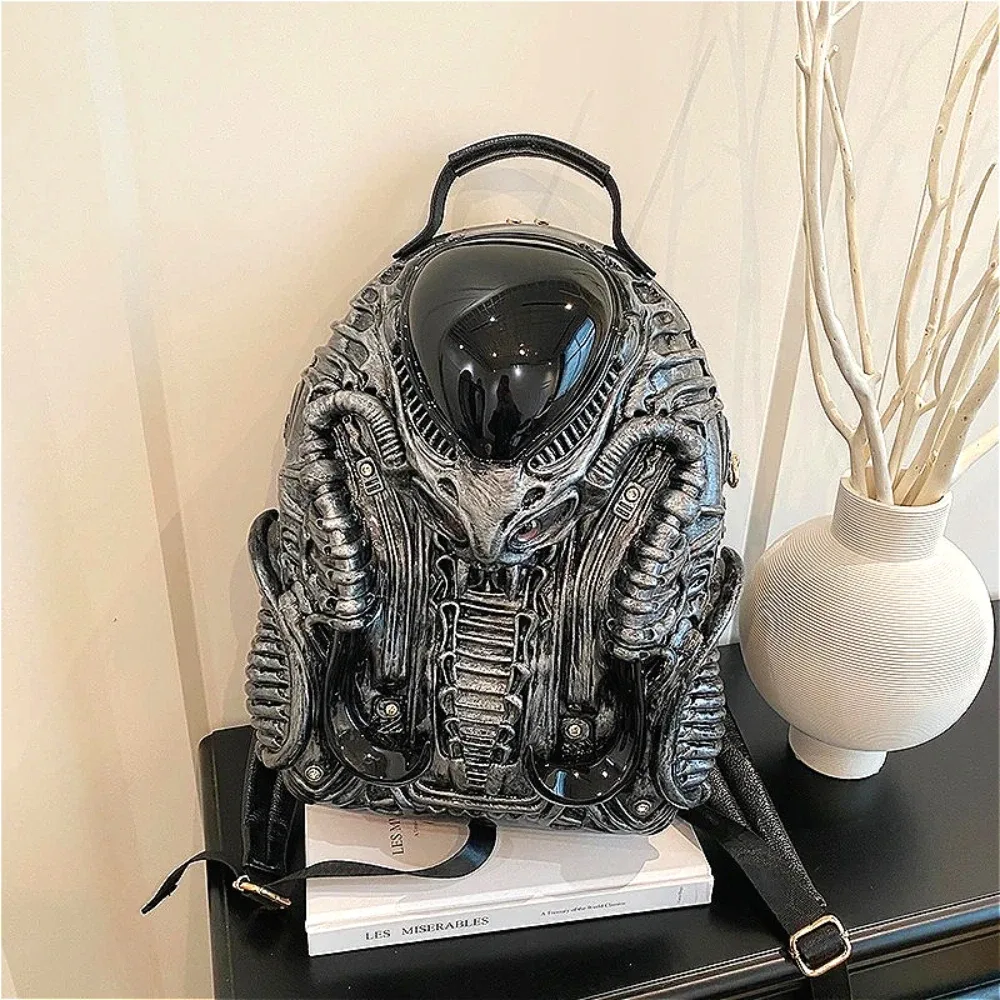 sacs acryliques de créateurs punk super cool sac à dos nouveau élégant créatif 3d alien monster sacs à dos pour unisexe, style plus jeune chaud