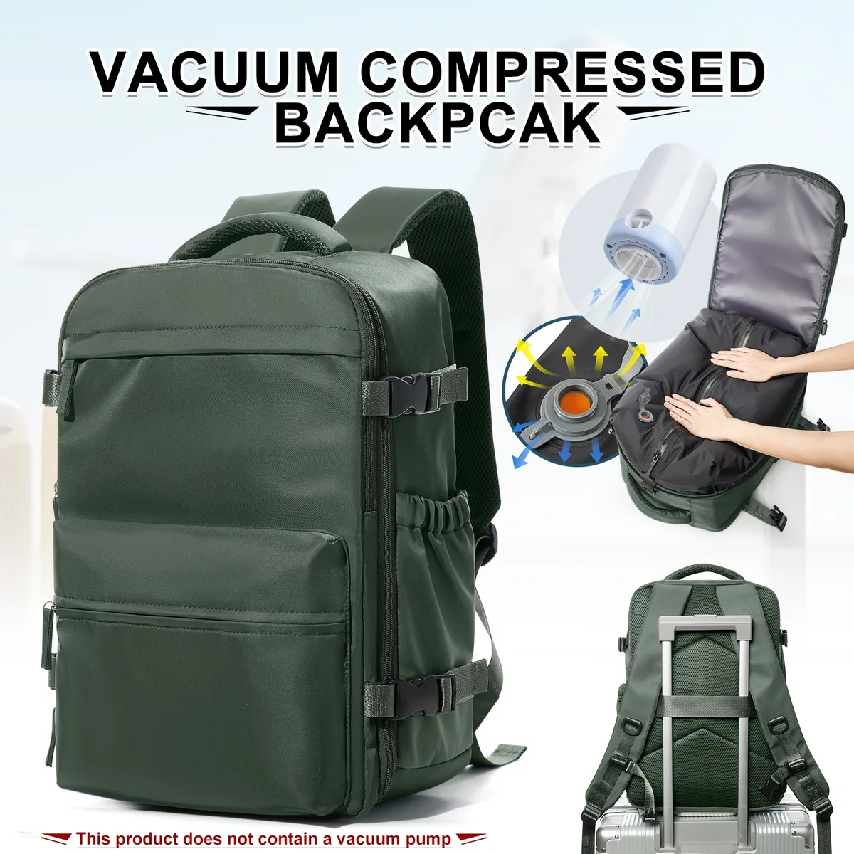 sac à dos de voyage ryanair pour cabine d'avion, sac à dos de compression sous vide, sac à dos pour ordinateur portable professionnel pour femmes et hommes, sac à main