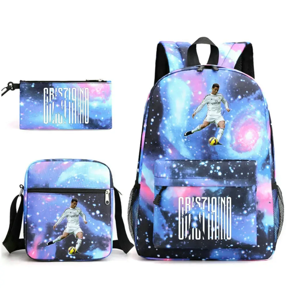 sacs à dos de voyage et d'extérieur imprimés cr7 pour femmes et filles, avec sacs à déjeuner, légers, pour adolescents, sac à dos pour ordinateur portable