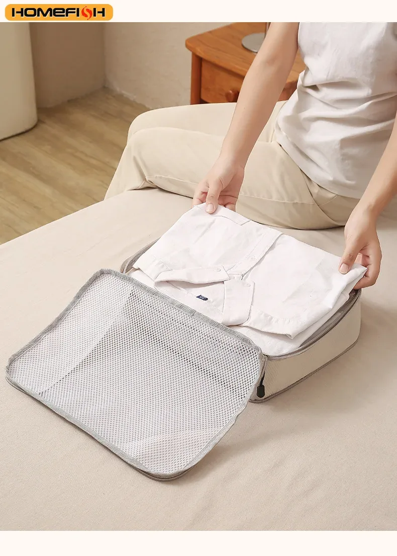 homefish lot de 3 cubes de compression de voyage, organisateur de bagages, accessoires de voyage, bagages à main