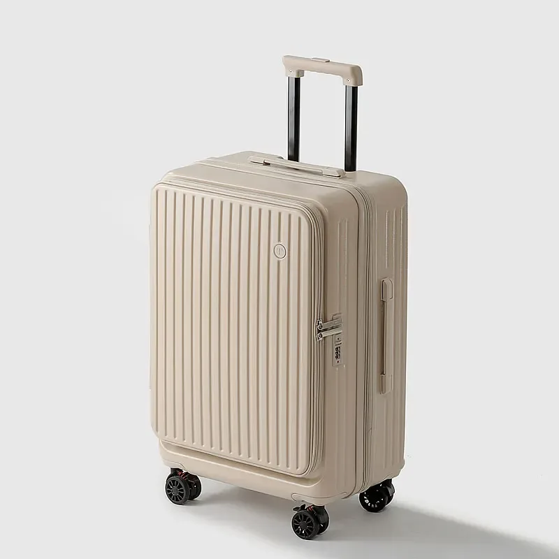 valise multifonctionnelle extensible à ouverture frontale avec porte-gobelet, crochet, frein, roues silencieuses et serrure à combinaison