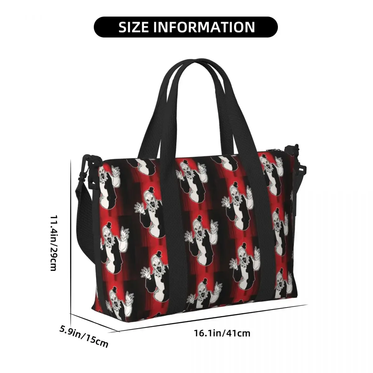 sac fourre-tout personnalisé t-terrifiers 3 halloween pour femmes, sacs de voyage de grande capacité pour plage et gymnastique