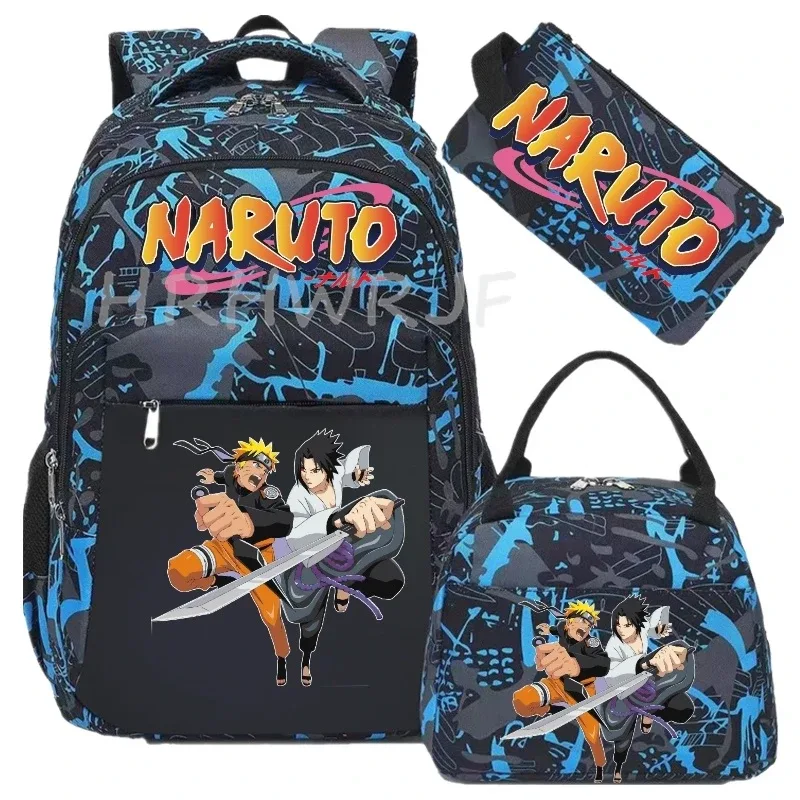 sac à dos uzumaki naruto uchiha sasuke pour hommes, sac à dos de voyage décontracté pour ordinateur portable, 3 pièces, sac à dos oxford, sac d'école pour hommes, mochila