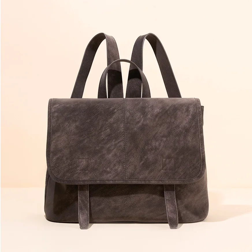 sac à dos vintage en cuir véritable pour femme, sac à rabat décontracté, sac à dos multifonctionnel, sac à bandoulière pour les voyages, le travail et l'usage quotidien