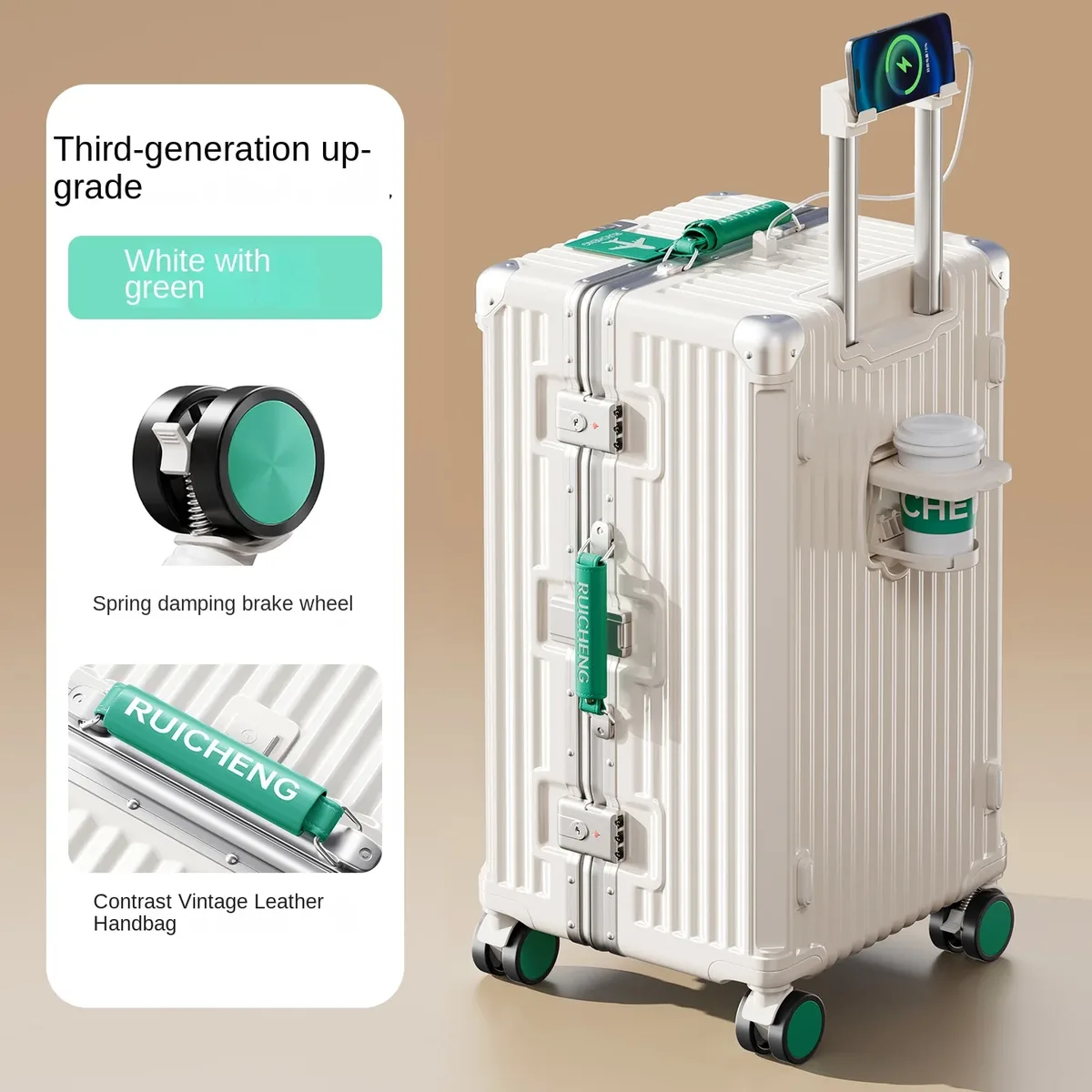 nouvelle version améliorée 3:7 valise grande capacité 28/30/32 pouces avec cadre en aluminium renforcé, valise de voyage en pc, valise à roulettes multifonctionnelle
