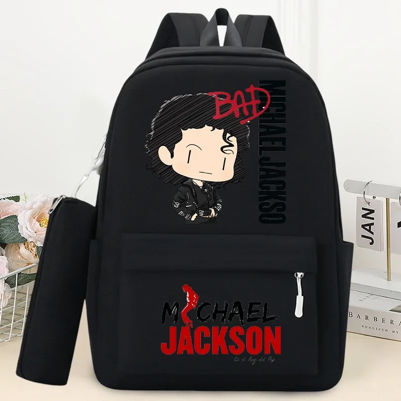 sac à dos king of pop michael jackson avec trousse à crayons, sac à dos à la mode imprimé anime, sacs à dos de rangement pour livres et papeterie pour étudiants