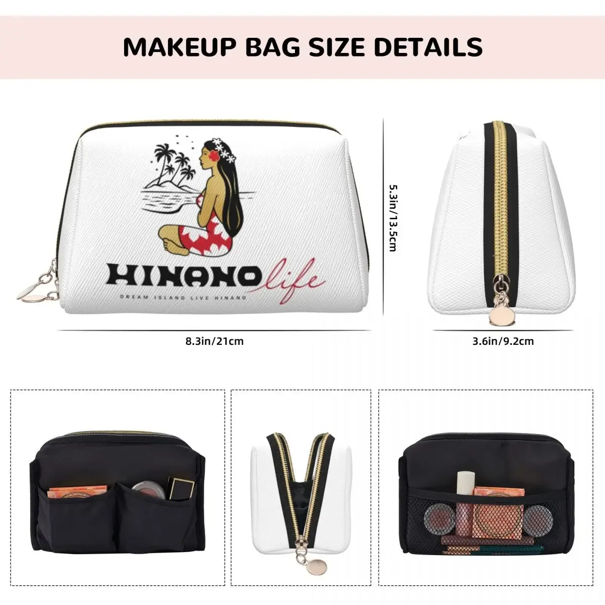 hinano tahiti – trousse à cosmétiques pour femmes, pochette de rangement de maquillage de voyage, boîte de rangement de toilette, kit dopp