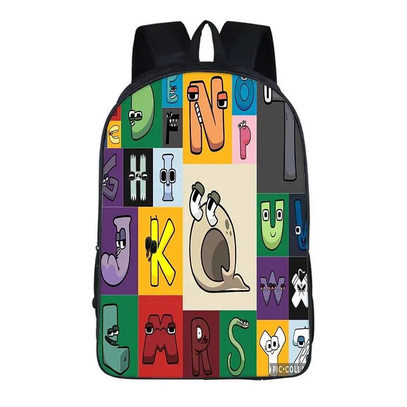 sac à dos alphabet lore avec périphériques de jeu, imprimé légende de lettres, sac à dos pour école primaire et secondaire