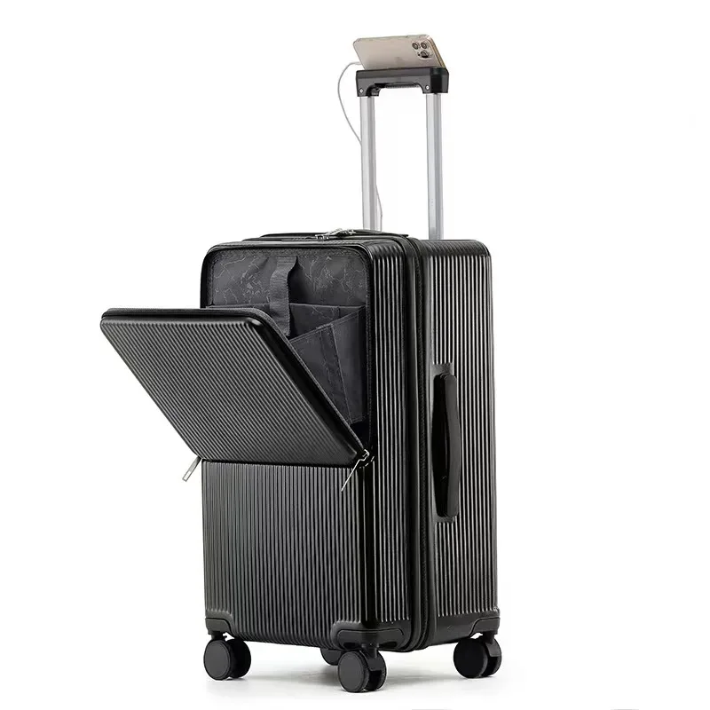 valise à ouverture avant 20 pouces boîte d'embarquement boîtier de chariot 28/30 pouces bagages grande capacité cadre en aluminium valise boîte de mot de passe