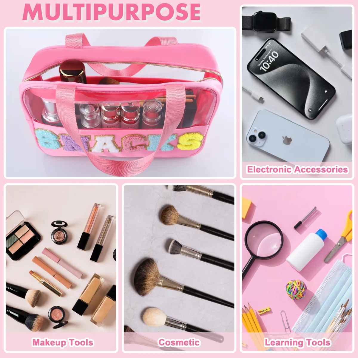 nouveaux sacs de maquillage transparents en pvc, sac de voyage portable pour cosmétiques, organisateur de grande capacité, sac de lavage pour femmes